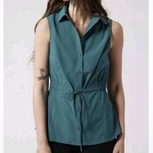 Athleta Levitate Poplin Tank Top Borealis Green 1X